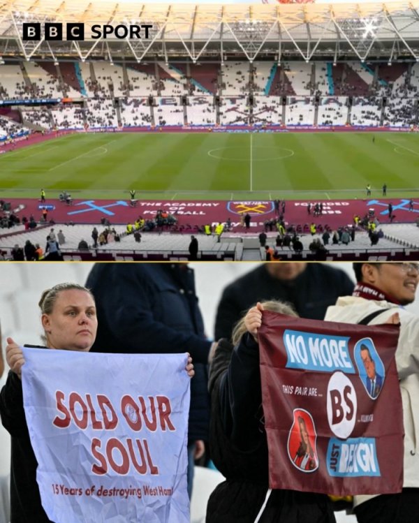 Fans still sat in protest after West Ham s win, demanding the resignation of the club s chairman and vice-chairman